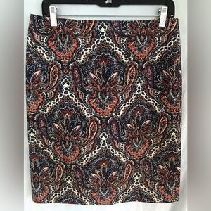 VGUC J. Crew Paisley Pencil Skirt, Size 6